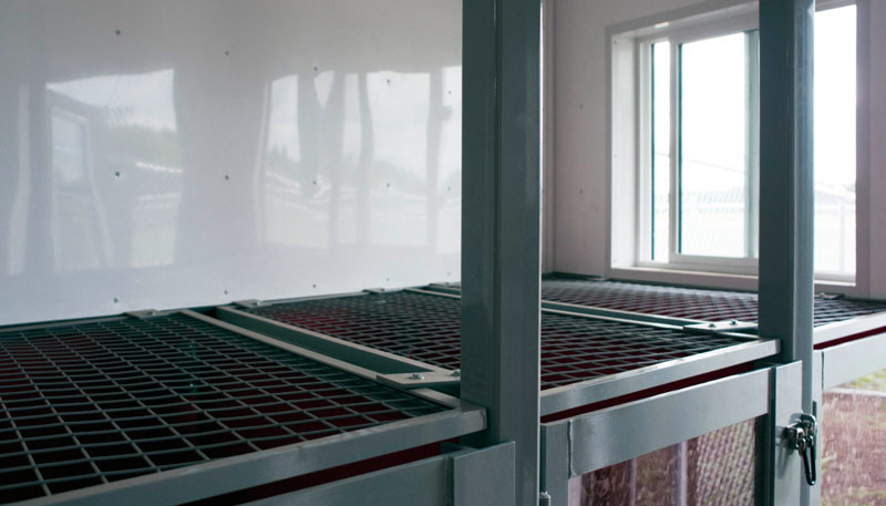 Large sliding windows allow airflow & natural sunlight filling kennel rooms & open grill tops for air circulation. Large sliding windows allow airflow & natural sunlight filling kennel rooms & open grill tops for air circulation.