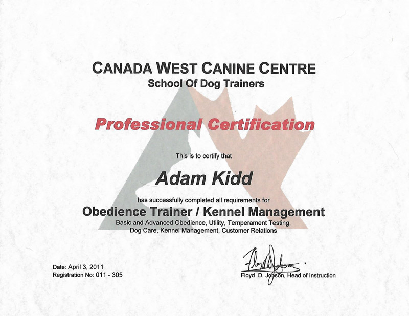 Obedience Trainer certification. Obedience Trainer certification.