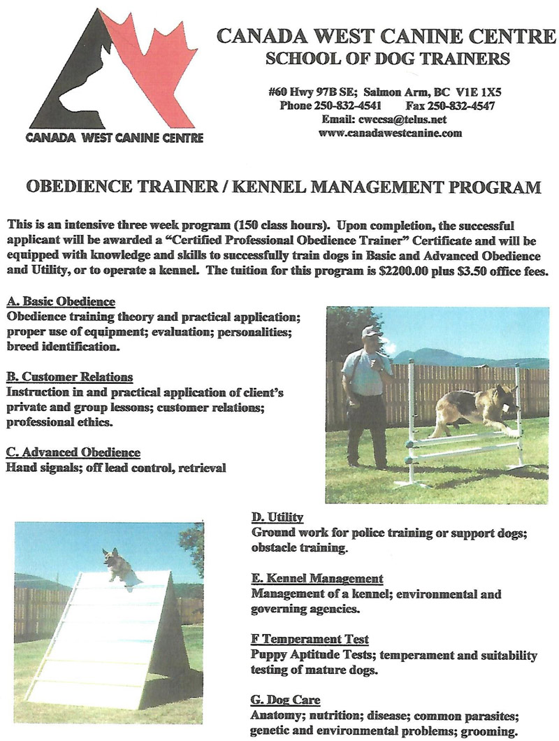 Obedience Trainer course outline. Obedience Trainer course outline.